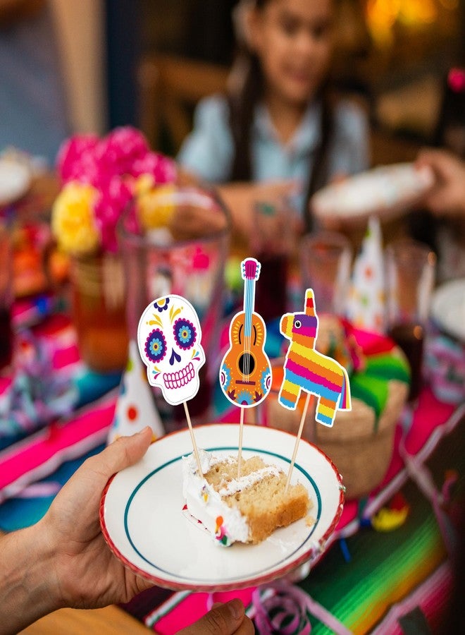 QZYL 48 PCS Cinco De Mayo Cupcake Toppers, 12 Style Mexican Party Decorations, Chili Cactus Sombrero Printing Design Fiesta Cake Toppers Mexican Cupcake Picks, Cinco De Mayo Decor for Mexican Party - Image 4
